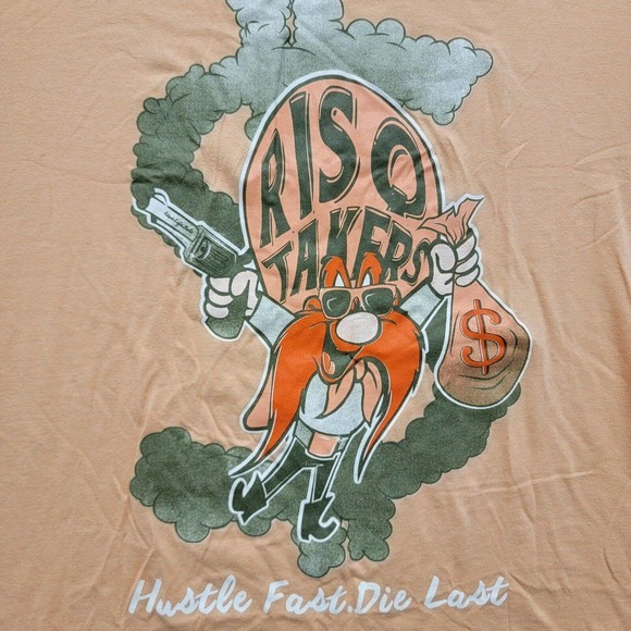 Risq Takers Shirt Mens 2XL Graphic Yosemite Sam Hustle Fast Die Last Streetwear - Picture 5 of 7
